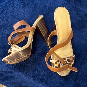 Leopard Print and Brown Strappy Women's Heels